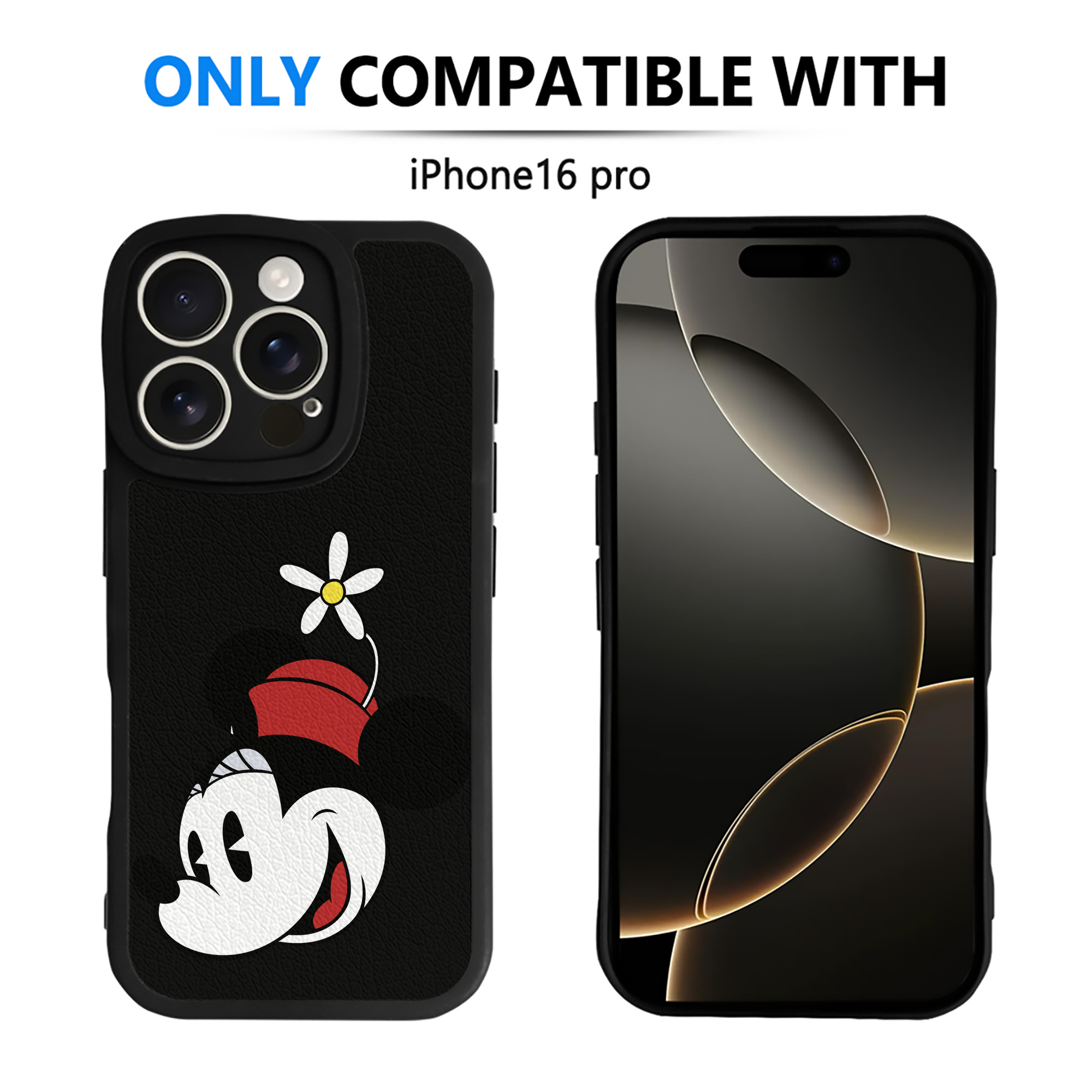 （画像用） ミッキーマウス Mickey Mouse 【iPhone 16シリーズ対応】シリコンスマホケース（レザー調） 材質：シリコン